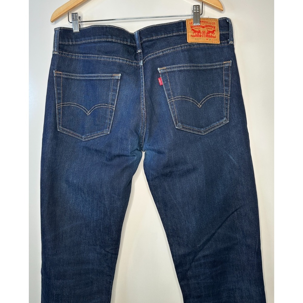 Levi's 511 Slim Men's Jeans Dark Wash Blue Denim 36 x 34 Dark Hollow 5 Pocket - Picture 14 of 16
